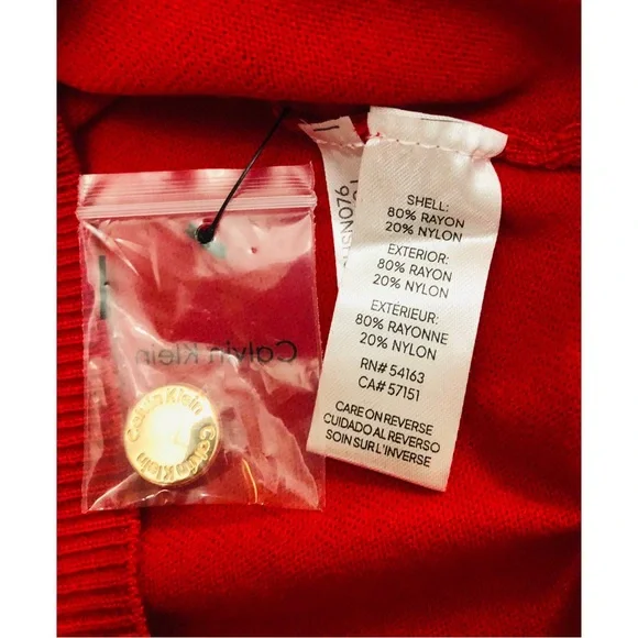 NWT Calvin Klein Sz Medium Red Mock Neck Pullover - Picture 8 of 10